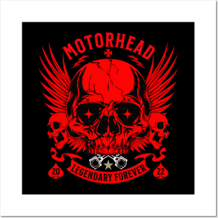 skull motorhead forever retro red Posters and Art